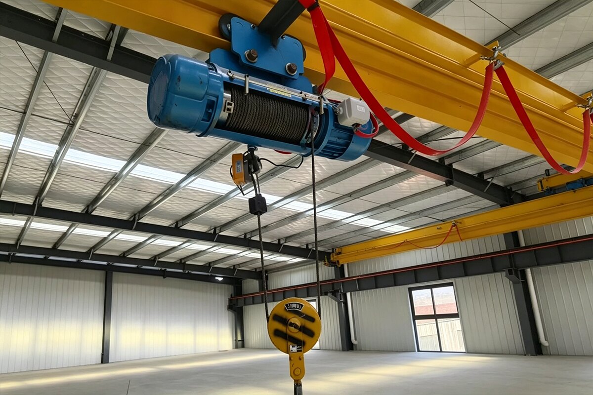 Wire rope hoist installed on a crane