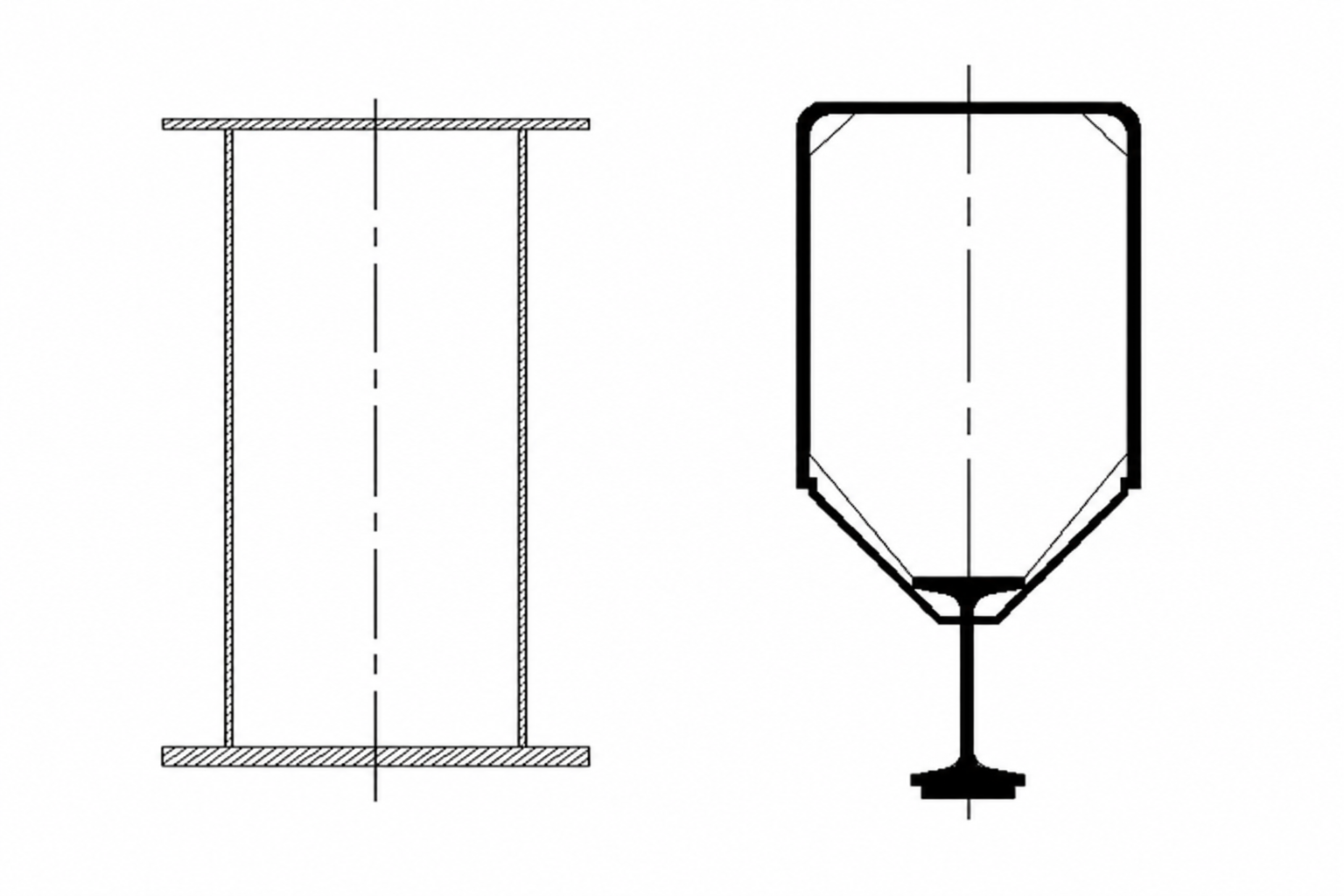 Cross-section comparison of FEM box-type girder and conventional single-girder crane structure